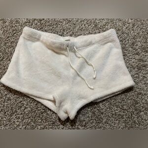 Cozy White Fleece Pajama Shorts